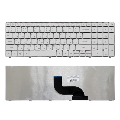 Клавиатура для ноутбука Packard Bell TM86, TX86, NEW90, PEW91 Series. Плоский Enter. Белая, без рамки. PN: MP-09B23SU-6981.