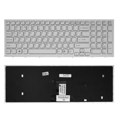 Клавиатура для ноутбука Sony Vaio VPC-EB Series. Плоский Enter. Белая, с белой рамкой. PN: 148792871.