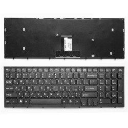 Клавиатура для ноутбука Sony Vaio VPC-EB Series. Плоский Enter. Черная, с черной рамкой. PN: 148792871.