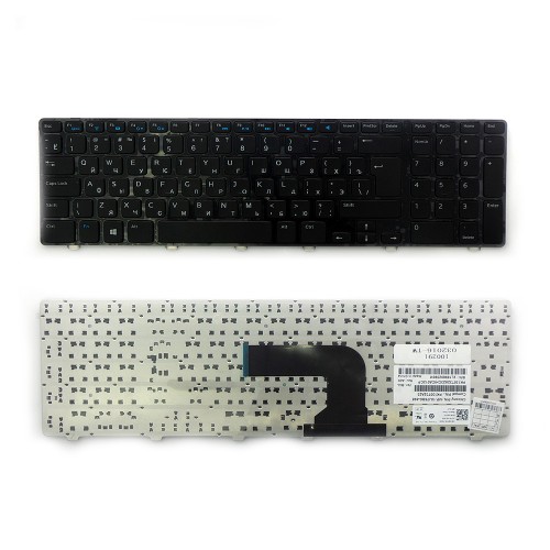 Клавиатура для ноутбука Dell Inspiron 17, 3721, 5737, 5721, 3737 Series. Г-образный Enter. Черная, с черной рамкой. PN: V119725BS1.
