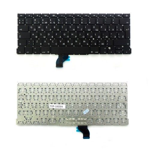 Клавиатура для ноутбука Apple MacBook Pro 13 A1502 Series. Г-образный Enter. Черная, без рамки. PN: A1502.