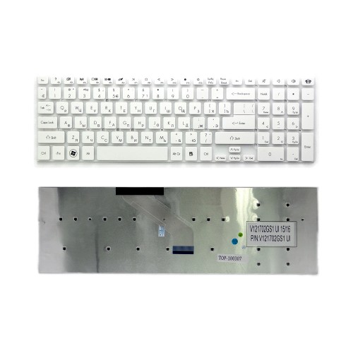 Клавиатура для ноутбука Acer Aspire V3, V3-551, V3-771, 5830T, 5755G Series. Г-образный Enter. Белая, без рамки. PN: MP-10K33SU-698.