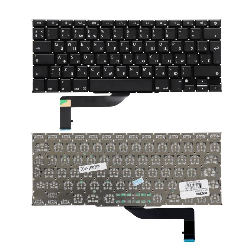 Клавиатура для ноутбука Apple MacBook Pro 15 A1398 Series. Г-образный Enter. Черная, без рамки. PN: A1398.