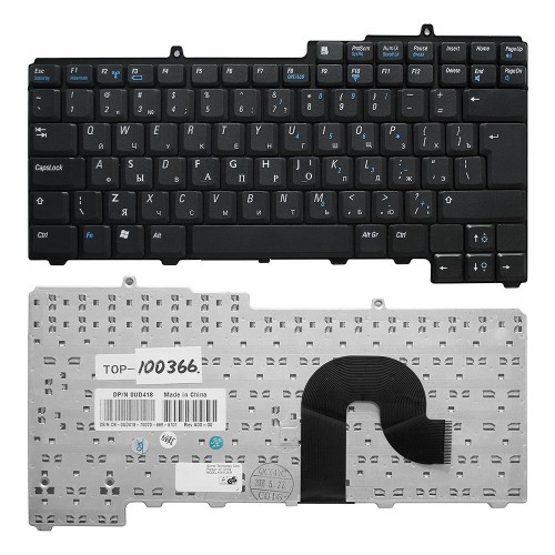 Клавиатура для ноутбука Dell Inspiron 1300, 120L, PP21L, B120, Latitude 120L Series. Г-образный Enter. Черная, без рамки. PN: 0UD418.