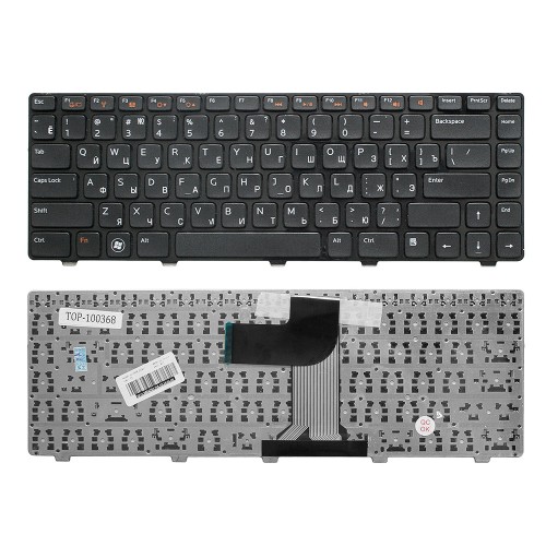 Клавиатура для ноутбука Dell Inspiron M4040, M4110, M5040, Vostro 1540, 3350, 3550 Series. Плоский Enter. Черная, с черной рамкой. PN: NSK-DX0BQ.