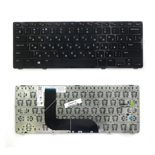 Клавиатура для ноутбука Dell Inspiron 13z-5323, 14z-3360, 14z-5423 Series. Плоский Enter. Черная, с черной рамкой. PN: AER07700010.