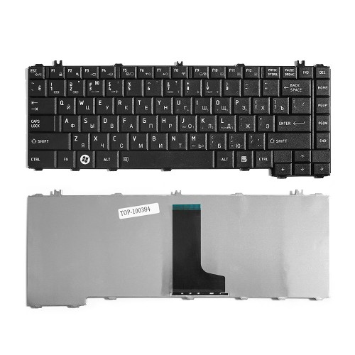 Клавиатура для ноутбука Toshiba Satellite C600, C640, C645, L600, L630 Series. Плоский Enter. Черная, без рамки. PN: NSK-TM1GV, V114226CK1.