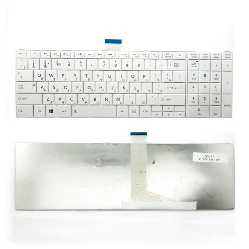 Клавиатура для ноутбука Toshiba C50, L50, C850, P870 Series. Плоский Enter. Белая, без рамки. PN: MP-11B96SU-528, NSK-TT0SU 0R.