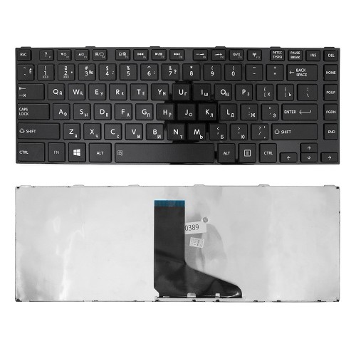 Клавиатура для ноутбука Toshiba Satellite C840, L830, L840, M845 Series. Плоский Enter. Черная, с черной рамкой. PN: 9Z.N7SSQ.001, AEBY3700120.