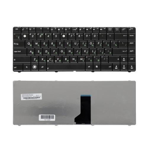 Клавиатура для ноутбука Asus K84, N43, P43E Series. Плоский Enter. Черная, без рамки. PN: 9Z.N6USU.00R.