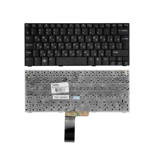 Клавиатура для ноутбука Dell Inspiron Mini 10, 10v, 1010, 1011 Series. Г-образный Enter. Черная, без рамки. PN: PK1306H3A06.