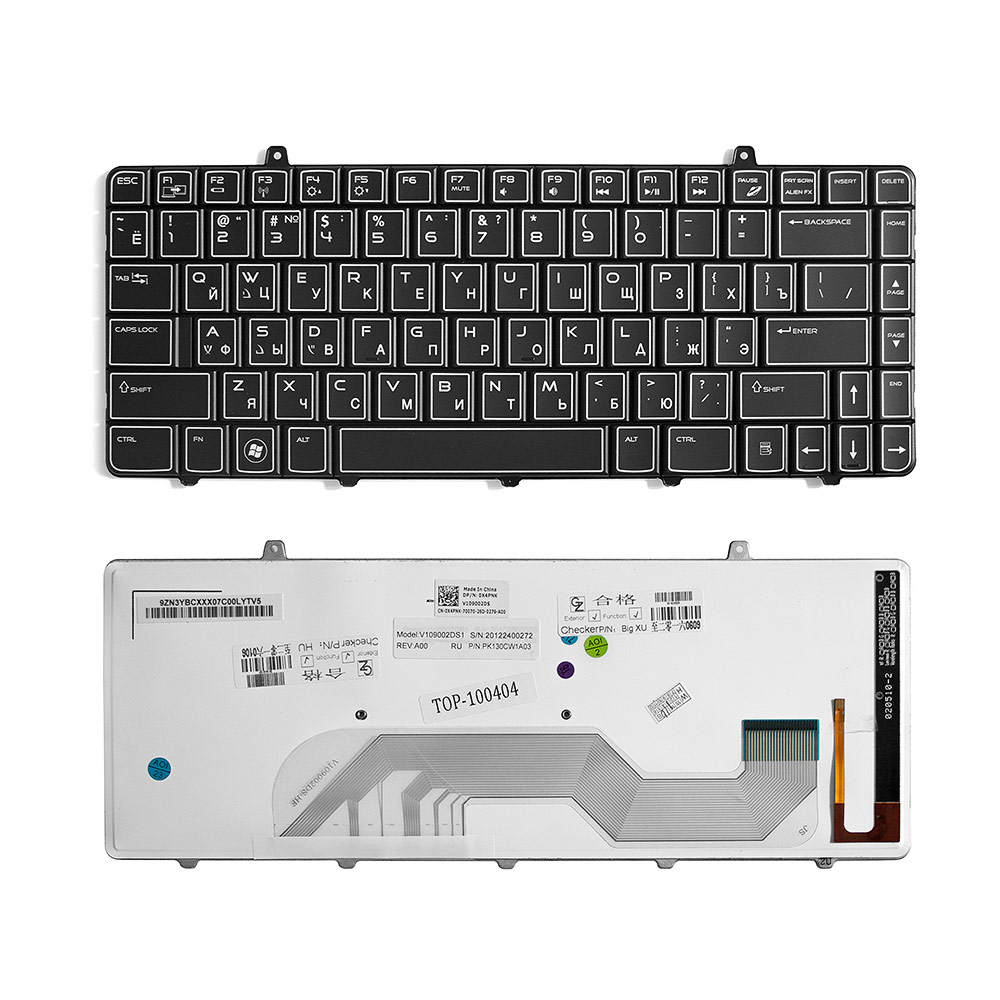 Клавиатура для ноутбука Dell Alienware M11x R1, R2, R3, P06T Series. Плоский Enter. Черная, без рамки. PN: 0T3VFT, PYTVX.