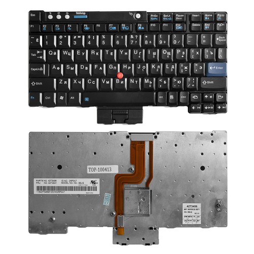 Клавиатура для ноутбука Lenovo ThinkPad X60, X60s, X61, X61s Series. Плоский Enter. Черная, без рамки. PN: 42T3038.
