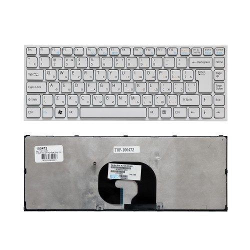 Клавиатура для ноутбука Sony Vaio VPC-Y Series. Г-образный Enter. Белая, с белой рамкой. PN: NSK-S8M0R.