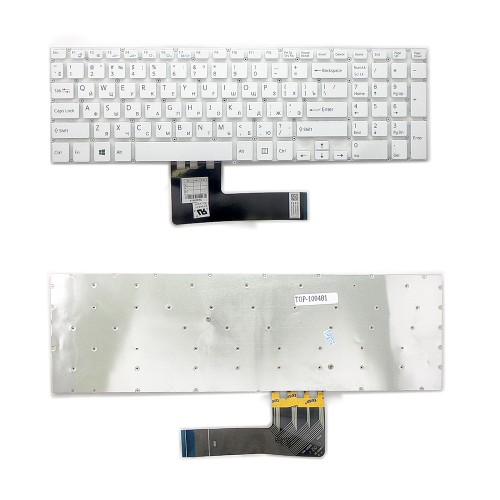 Клавиатура для ноутбука Sony Vaio SVF15, SVF152 Series. Плоский Enter. Белая, без рамки. PN: 9Z.NAEBQ.00R.