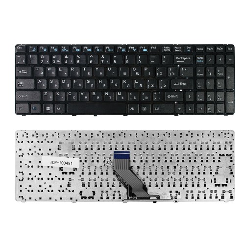 Клавиатура для ноутбука DNS 0157894, 0157896, MT50 Series. Плоский Enter. Черная, с черной рамкой. PN: MP-09Q36SU-360.