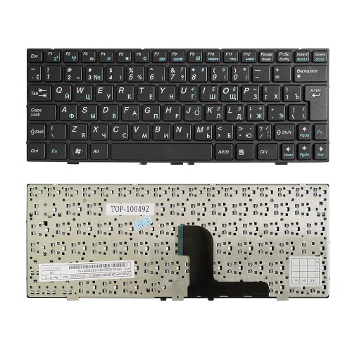 Клавиатура для ноутбука DNS 0127618, 0129680, 0138569 Series. Г-образный Enter. Черная, с черной рамкой. PN: MP-08J63SU-528B.
