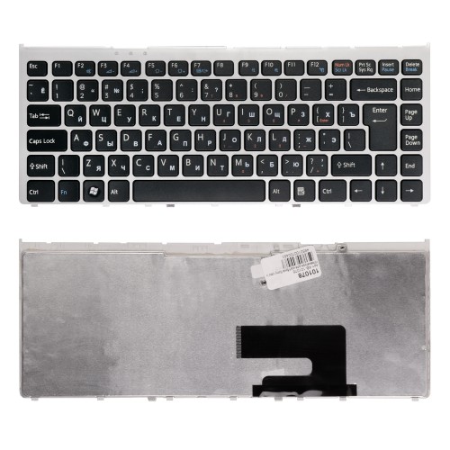 Клавиатура для ноутбука Sony Vaio VGN-FW, VGNFW Series. Г-образный Enter. Черная, с серебристой рамкой. PN: 148084172.