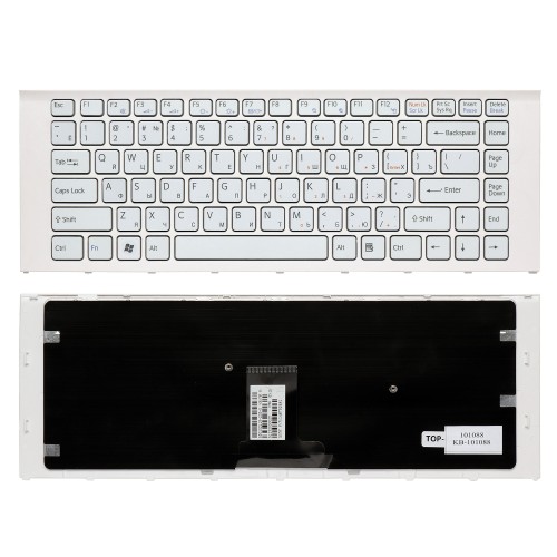Клавиатура для ноутбука Sony Vaio VPC-EA Series. Плоский Enter. Белая, с рамкой. PN: 148792471.