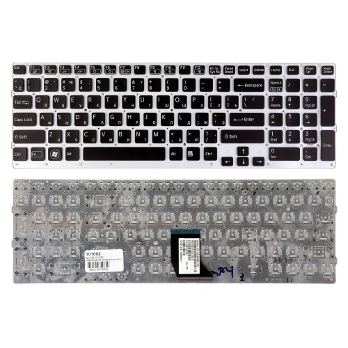 Клавиатура для ноутбука Sony Vaio VPC-CB, VPC-CB17, VPCCB17 Series. Плоский Enter. Серебристая, без рамки. PN: 148954821, 9Z.N6CBF.00R.