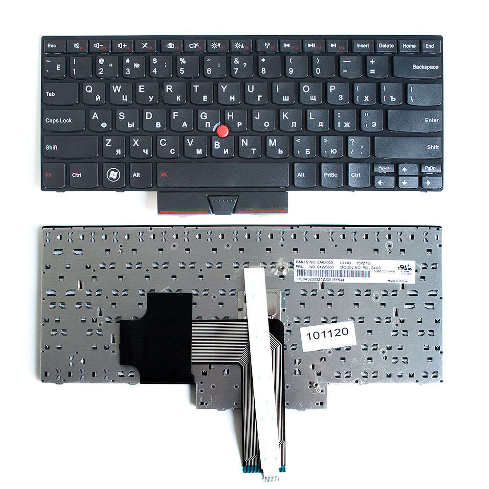 Клавиатура для ноутбука Lenovo Edge E320, E325, E420 Series. Плоский Enter. Черная, с черной рамкой. PN: 04W0764.