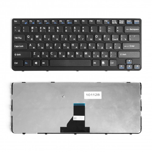 Клавиатура для ноутбука Sony Vaio E14, SVE14. Series. Плоский Enter. Черная, с черной рамкой. PN: 149115111RU.