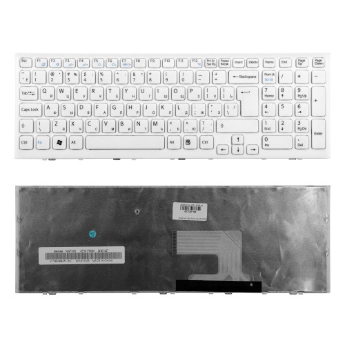 Клавиатура для ноутбука Sony VPC-EE, VPCEE2E1R, VPCEE3E1R, VPCEE4M1R, VPCEE4E1R. Г-образный Enter. Белая, с рамкой. PN: V116646B.