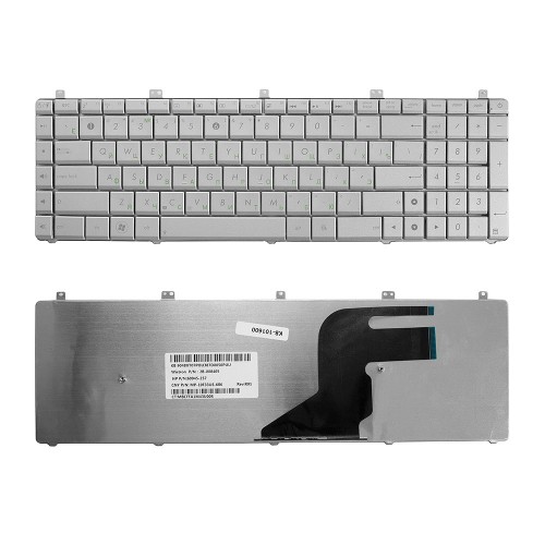 Клавиатура для ноутбука Asus N55, N55S, N75, N75S, X5QS Series. Плоский Enter. Серебристая, без рамки. PN: AENJ5700030