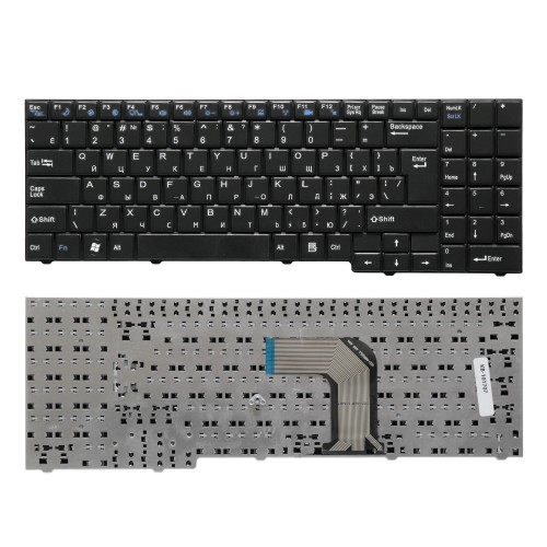 Клавиатура для ноутбука DNS ECS MB50, MB50II Series. Г-образный Enter. Черная, без рамки. PN: 82B382-FM2028.