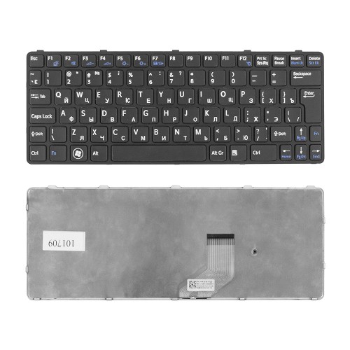 Клавиатура для ноутбука Sony Vaio E11, SVE11, SVE111 Series. Г-образный Enter. Черная, с черной рамкой. PN: 149036311.