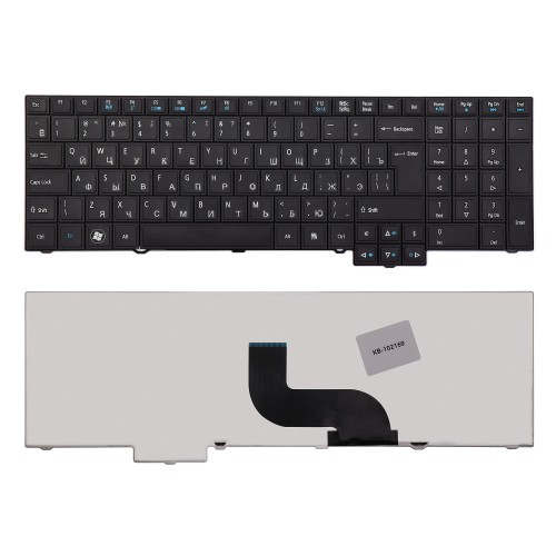 Клавиатура для ноутбука Acer TravelMate 5760, 7750, 6595TG Series. Плоский Enter. Черная, без рамки. PN: 9Z.N6SSQ.00R.