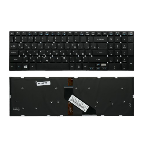 Клавиатура для ноутбука Acer Aspire V3, V3-551, V3-771, 5830T, 5755G Series. Г-образный Enter. Черная, без рамки. С подсветкой. PN: MP-10K33SU-698.