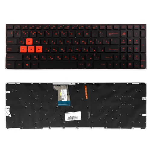 Клавиатура для ноутбука Asus GL502, GL502VM, GL502VS Series. Плоский Enter. Черная, без рамки. PN: 90NB0DR1-R31RU0.