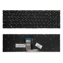 Клавиатура для ноутбука Lenovo Flex 3 1570, 3-15, 3-1580 Series. Плоский Enter. Черная, без рамки. С подсветкой. PN: SN20G90930.