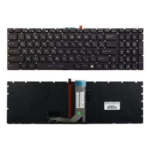 Клавиатура для ноутбука MSI GE62, GE72, GS60, GS70, GT72 Series. Плоский enter. Черная, без рамки. С подсветкой. PN: V143422GK1.