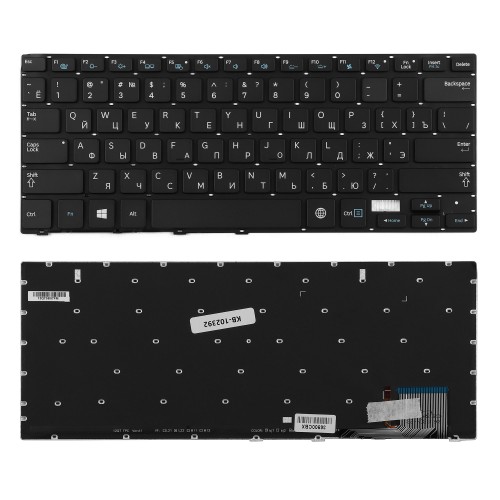 Клавиатура для ноутбука Samsung NP740U3E, 740U3E Series. Плоский Enter. Черная, без рамки. PN: BA75-04469K.