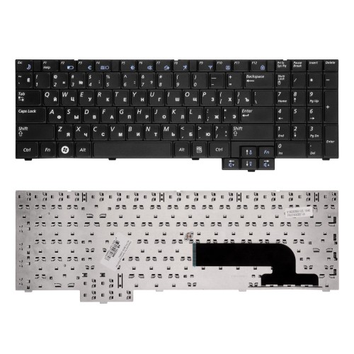 Клавиатура для ноутбука Samsung X520, NP-X520-FA01UA, NP-X520-FA02UA Series. Плоский Enter. Черная, без рамки. PN: V106360BS1.