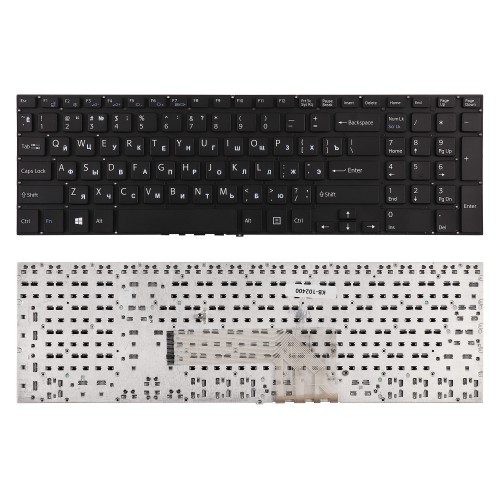 Клавиатура для ноутбука Sony Vaio Fit 15, FIT15, SVF15, SV Series. Плоский Enter. Черная, без рамки. PN: 9Z.NAEBQ.00R.