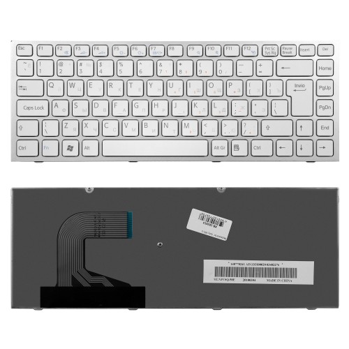 Клавиатура для ноутбука Sony VPC-S Series. Г-образный Enter. Белая, с рамкой. PN: 148778371.