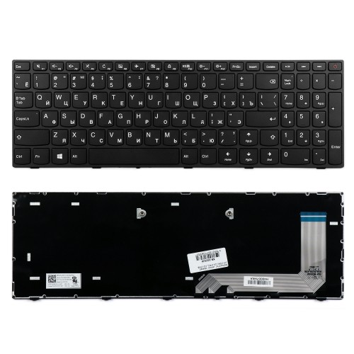 Клавиатура для ноутбука Lenovo Ideapad 110-15ISK, 110-17ACL Series. Плоский Enter. Черная, с рамкой. PN: 5N20L25910, PK1311W1A05.