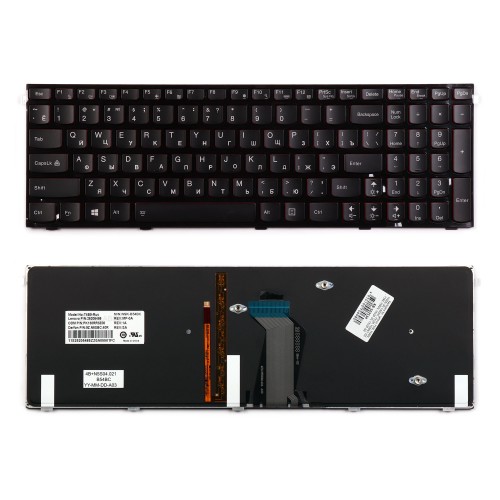 Клавиатура для ноутбука Lenovo Y500, Y500N, Y500NT Series. Плоский Enter. Черная с рамкой. С подсветкой. PN: Y590-RU.