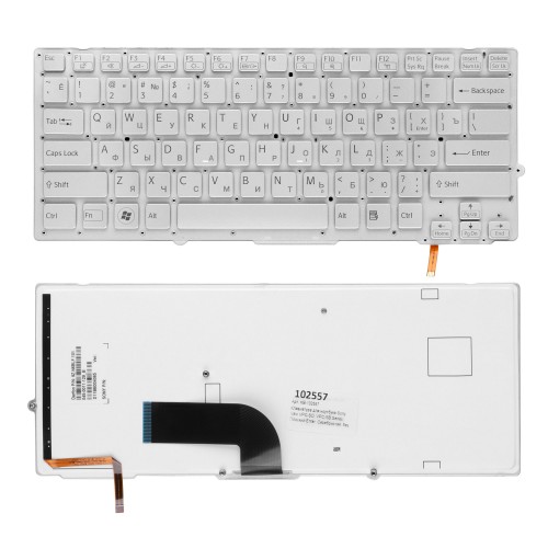 Клавиатура для ноутбука Sony Vaio VPC-SD, VPC-SB Series. Плоский Enter. Серебристая, без рамки. C подсветкой. PN: 148949641.