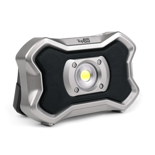 Аккумуляторный фонарь TopON TOP-MX2BT LED 20 Вт 2000 лм 7.3 В 4.0 Ач 29.2 Втч Bluetooth колонка Серый