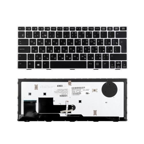 Клавиатура для ноутбука HP Elitebook Revolve 810 G1 Series. Г-образный Enter. Черная, с серебристой рамкой. С подсветкой. PN: SG-57700-2FA.