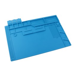 Коврик силиконовый термостойкий 48x32 см для ремонта и пайки электронных компонентов и микросхем. Цвет синий