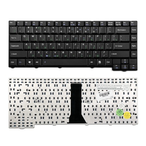 Клавиатура для ноутбука Asus F3, PRO31, X52 Series. (24pin). Плоский Enter. Черная без рамки. PN: 04GNI11KRU40.
