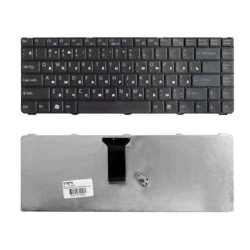 Клавиатура для ноутбука Sony Vaio VGN-NR, VGN-NS Series. Плоский Enter. Черная, без рамки. PN: NSK-S6101.