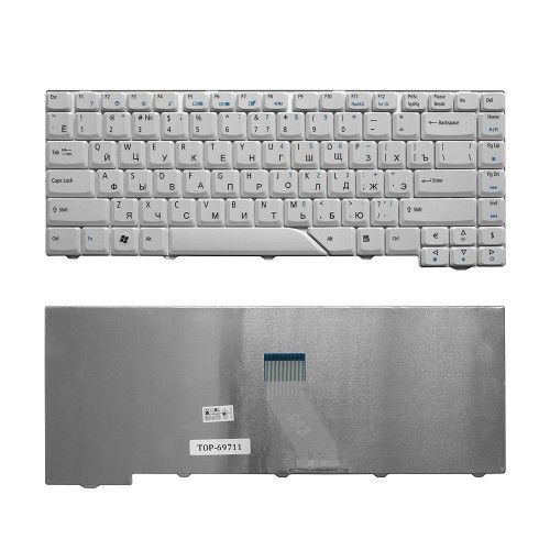 Клавиатура для ноутбука Acer Aspire 4220, 4230, 4310, 4520, 4710, 4720, 5230, 5300 Series. Плоский Enter. Белая, без рамки. PN: V072146AS1.