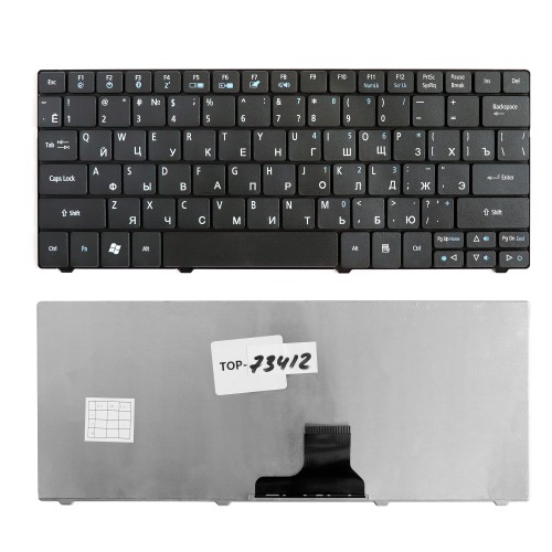 Клавиатура для ноутбука Acer Aspire 1810, 1830T, 1410, One 721, 722, 751 Series. Плоский Enter. Черная, без рамки. PN: NSK-AQ00R.