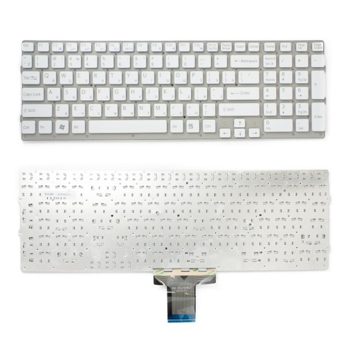 Клавиатура для ноутбука Sony Vaio VPC-EB Series. Плоский Enter. Белая, без рамки. PN: 148792871.